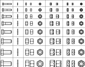 Чертежи болтов и гаек в dwg